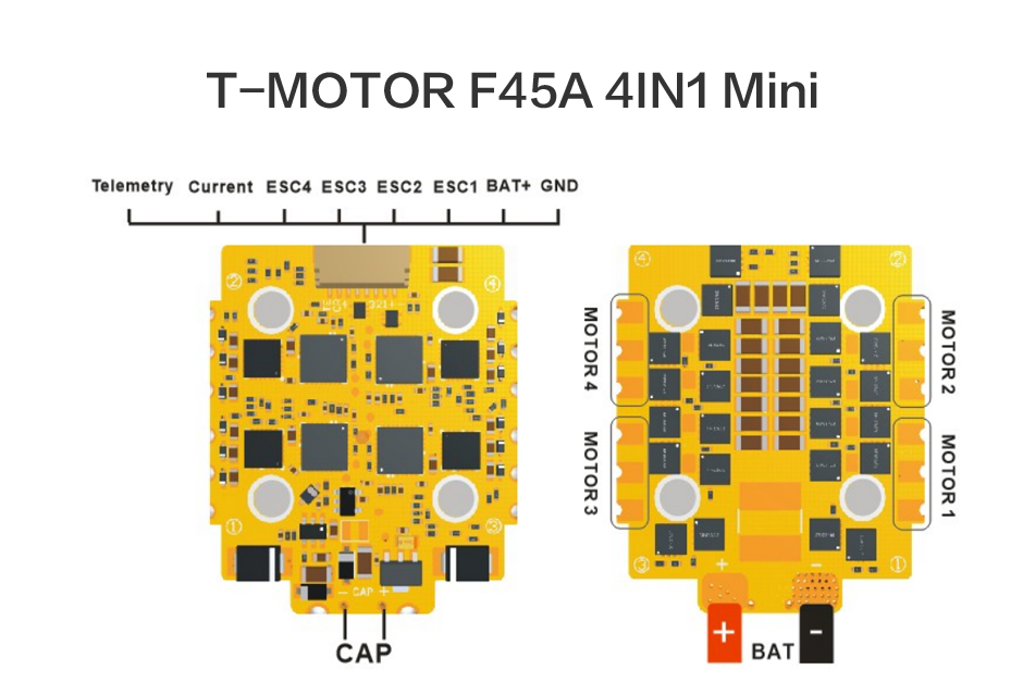 T-motor MINI F45A 6S 4 IN1 32 BIT 3-6S For FPV Freestyle Brushless Motor Racing Drone