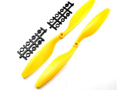 12X4.5 Orange Propeller Set (one clockwise rotating, one counter - Click Image to Close