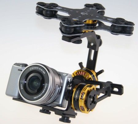 3-Axis Gimbal Kit + 4x 4108 Motors for Sony NEX ILDC for FPV - Click Image to Close