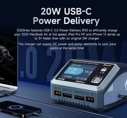 SkyRC D200neo Charger 800W Lipo Battery Balance Charger BD350 Discharger AC/DC Multi-Function Smart Charger