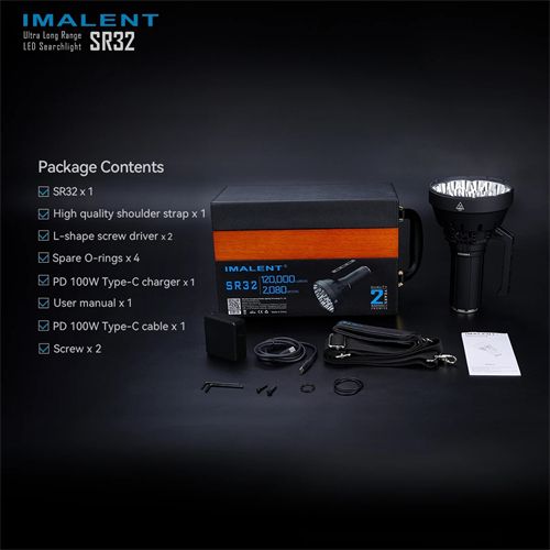 IMALENT SR32 120000 Iumens Flashlight Range 2080m High Power Rechargeable Professional Searchlight