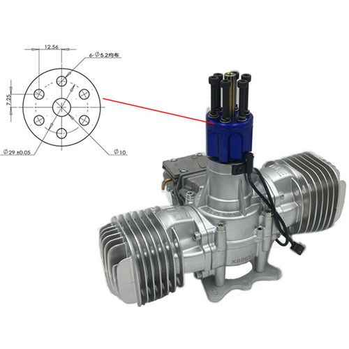 RC Model Gasoline Engine DLE 130CC Displacement Dual Cylinder - Click Image to Close