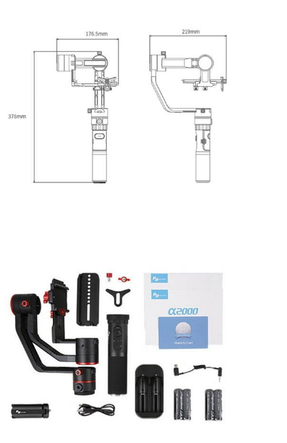 Feiyu A2000 3-Axis Gimbal Handheld Stabilizer for Mirrorless DSL - Click Image to Close