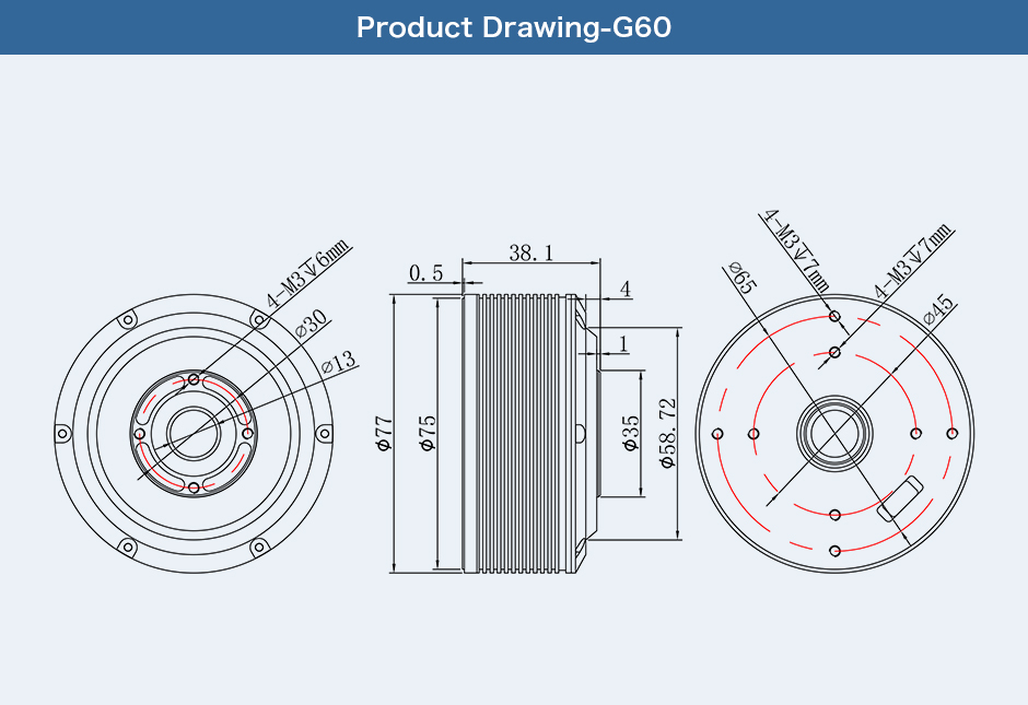 G60 Series Inrunning Gimbal Motor BGC with controller board inside