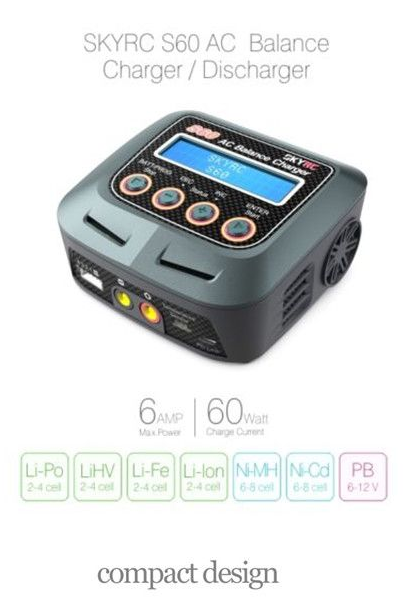 SKYRC S60 60W 6A AC Balance Charger Discharger RC Cars