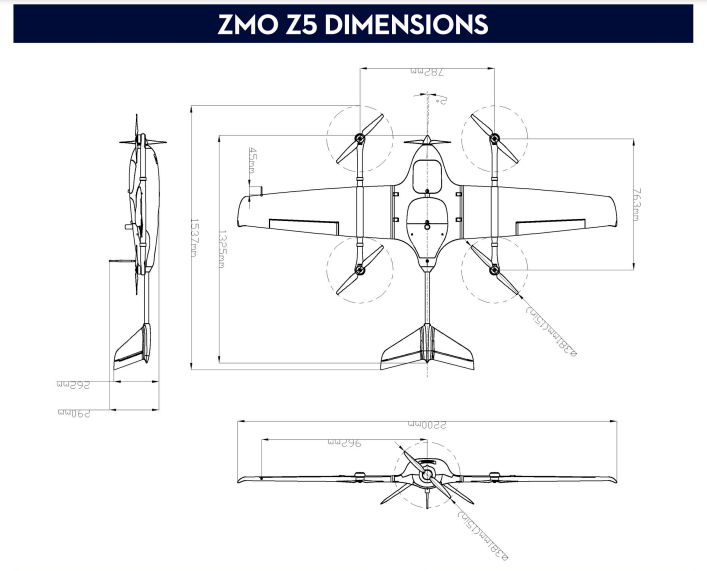 VTOL Plane ZMO-Z5 RTF, ARF Kit & ARF no FC
