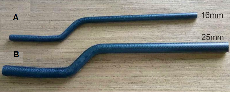 Bent carbon fiber boom tube for multi copter 25mmx23mmx600mm