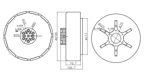 50kw BLDC Brushless Out runner Halbach-Array Motor SENSORED