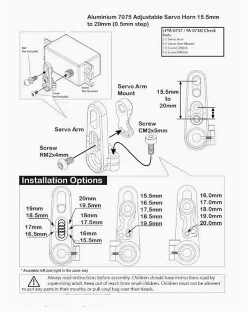 Metal 25t Steering Arm Servo Horn 7075 15.5MM TO 20MM