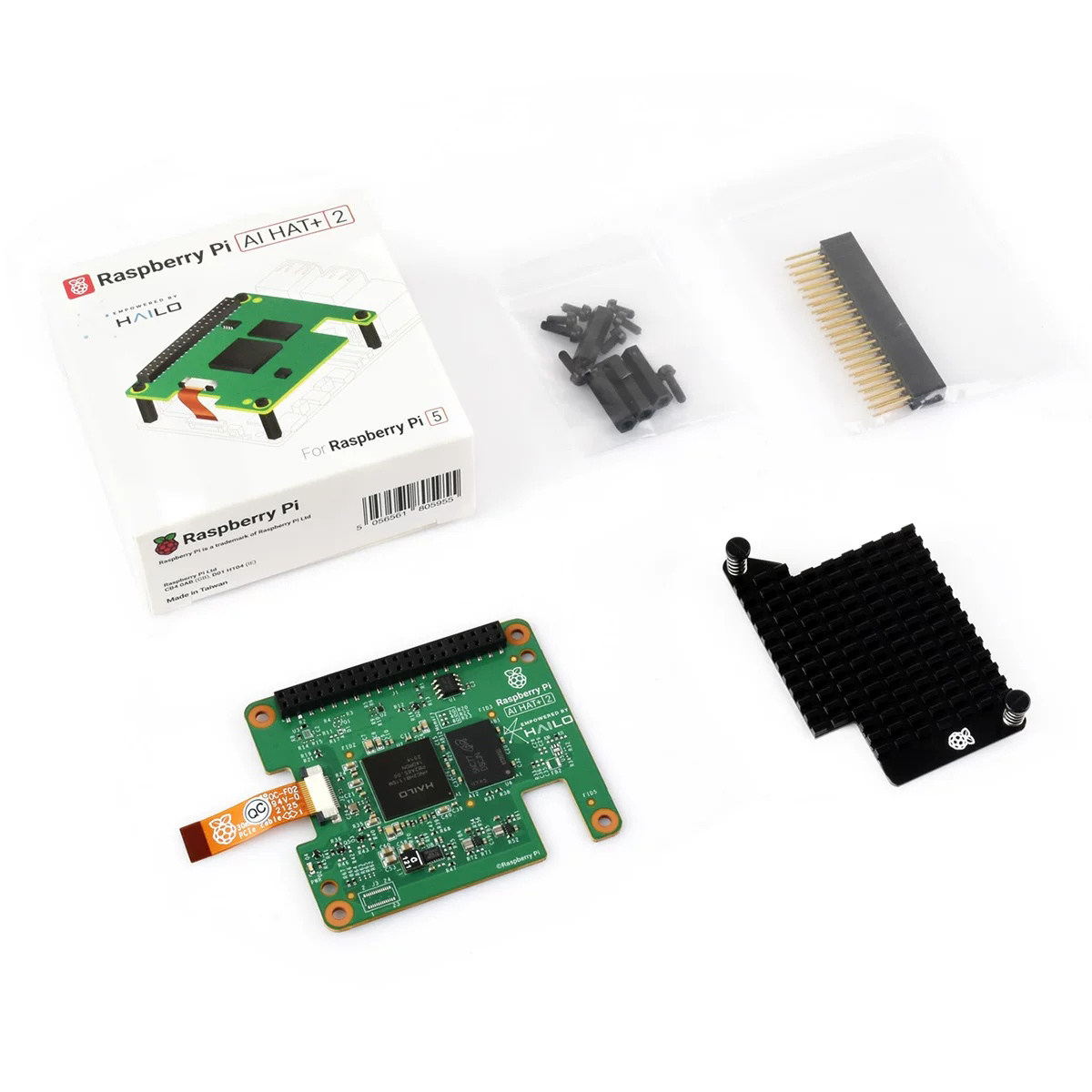 Raspberry Pi AI HAT+ 2 Hailo-10H AI Accelerator 40 TOPS 8GB Onboard RAM With Heatsink for Raspberry Pi 5