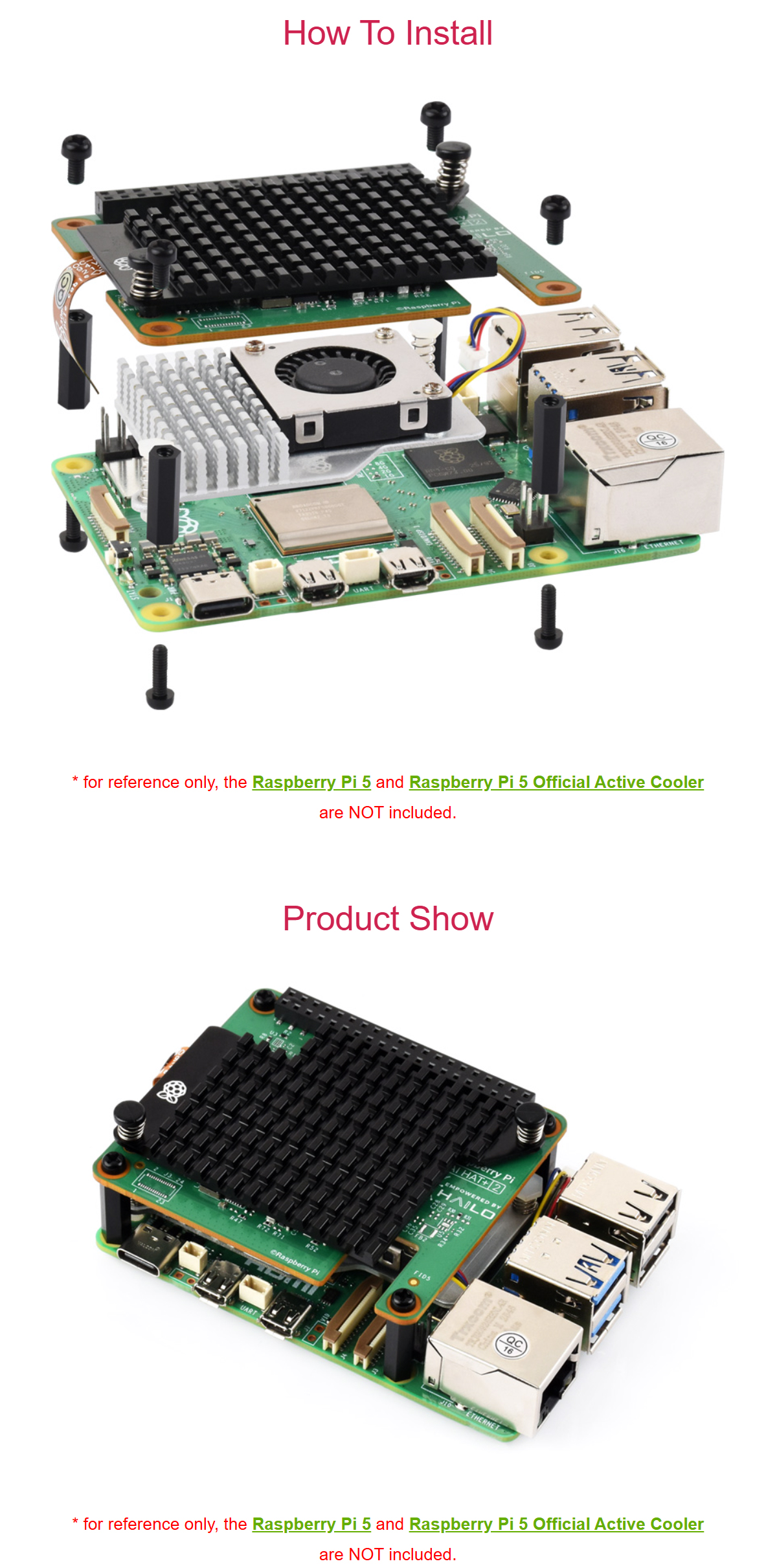 Raspberry Pi AI HAT+ 2 Hailo-10H AI Accelerator 40 TOPS 8GB Onboard RAM With Heatsink for Raspberry Pi 5