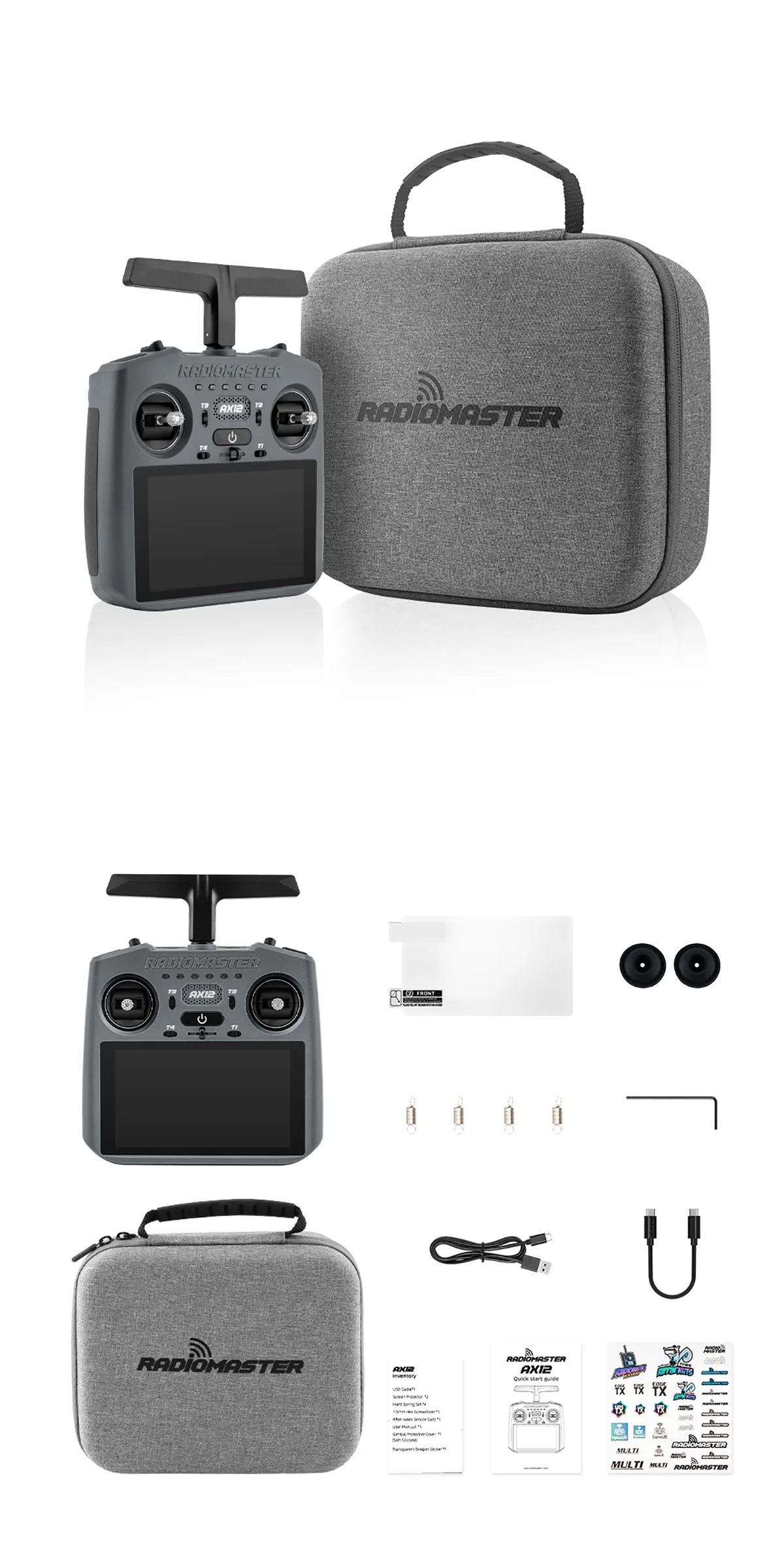 Radiomaster AX12 Remote Controller 2.4GHz ELRS Dual Band 5.5 HD Touch Screen 64-Bit 