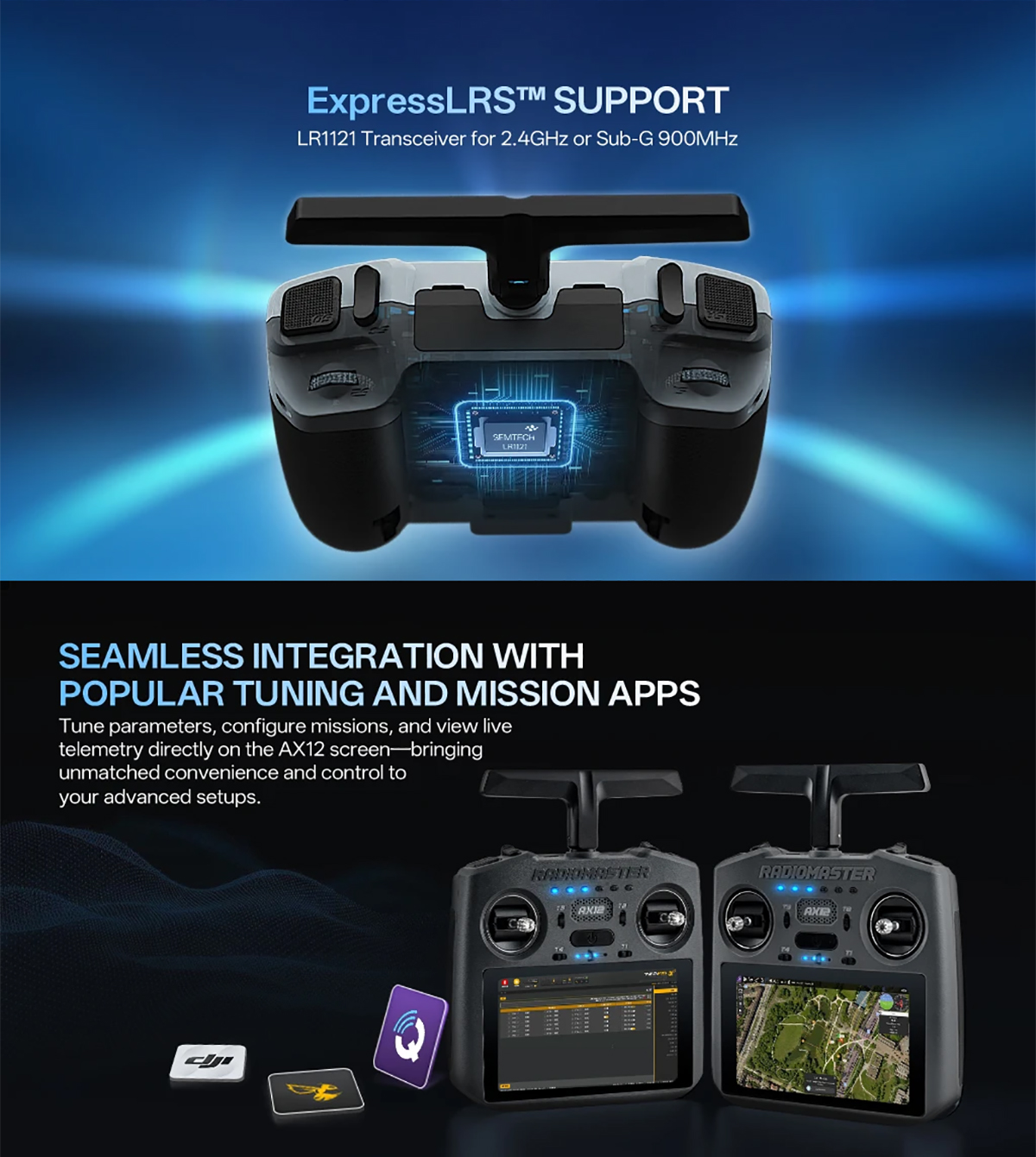 Radiomaster AX12 Remote Controller 2.4GHz ELRS Dual Band 5.5 HD Touch Screen 64-Bit 