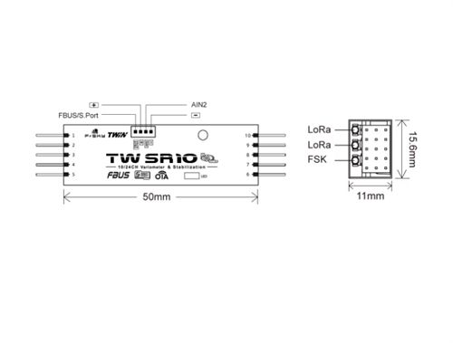 FrSky TW SR10 Receiver Simultaneous Working Dual 2.4G