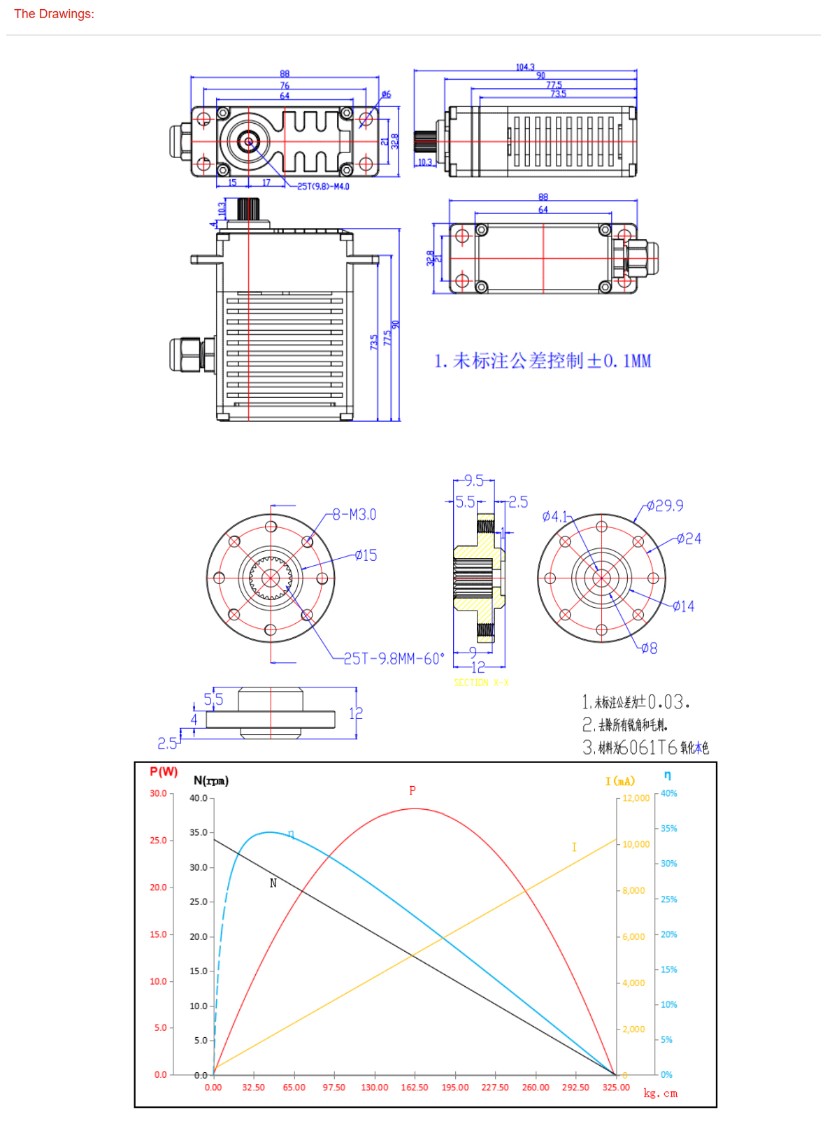 Feetech FT325BL 24V 325kg High Torque 180 Degree Brushless Motor Digital Servo