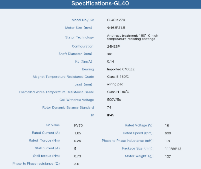 TMOTOR GL40 KV70 BGC MOTOR