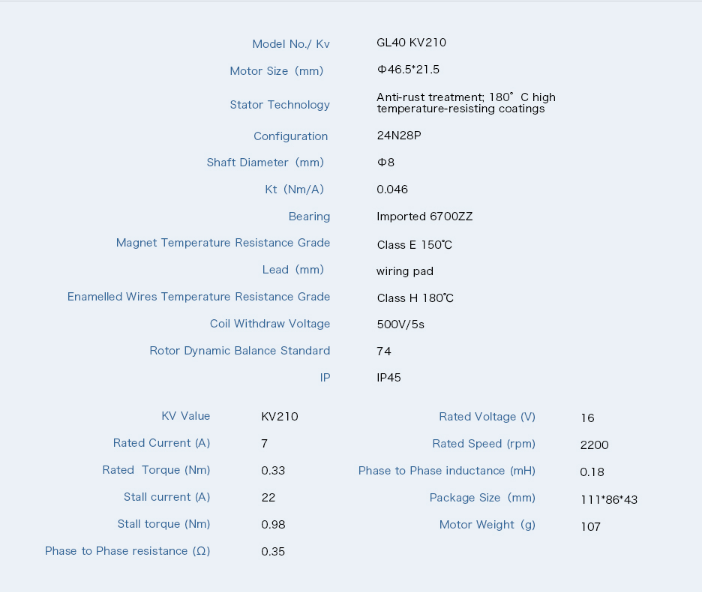 TMOTOR GL40 KV70 BGC MOTOR