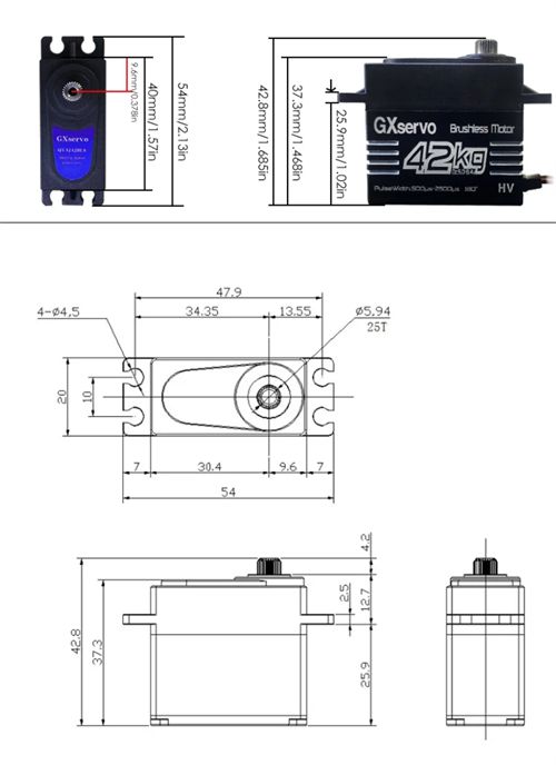 GXservo GX3242 42KG Brushless Steering Gear High Speed servo