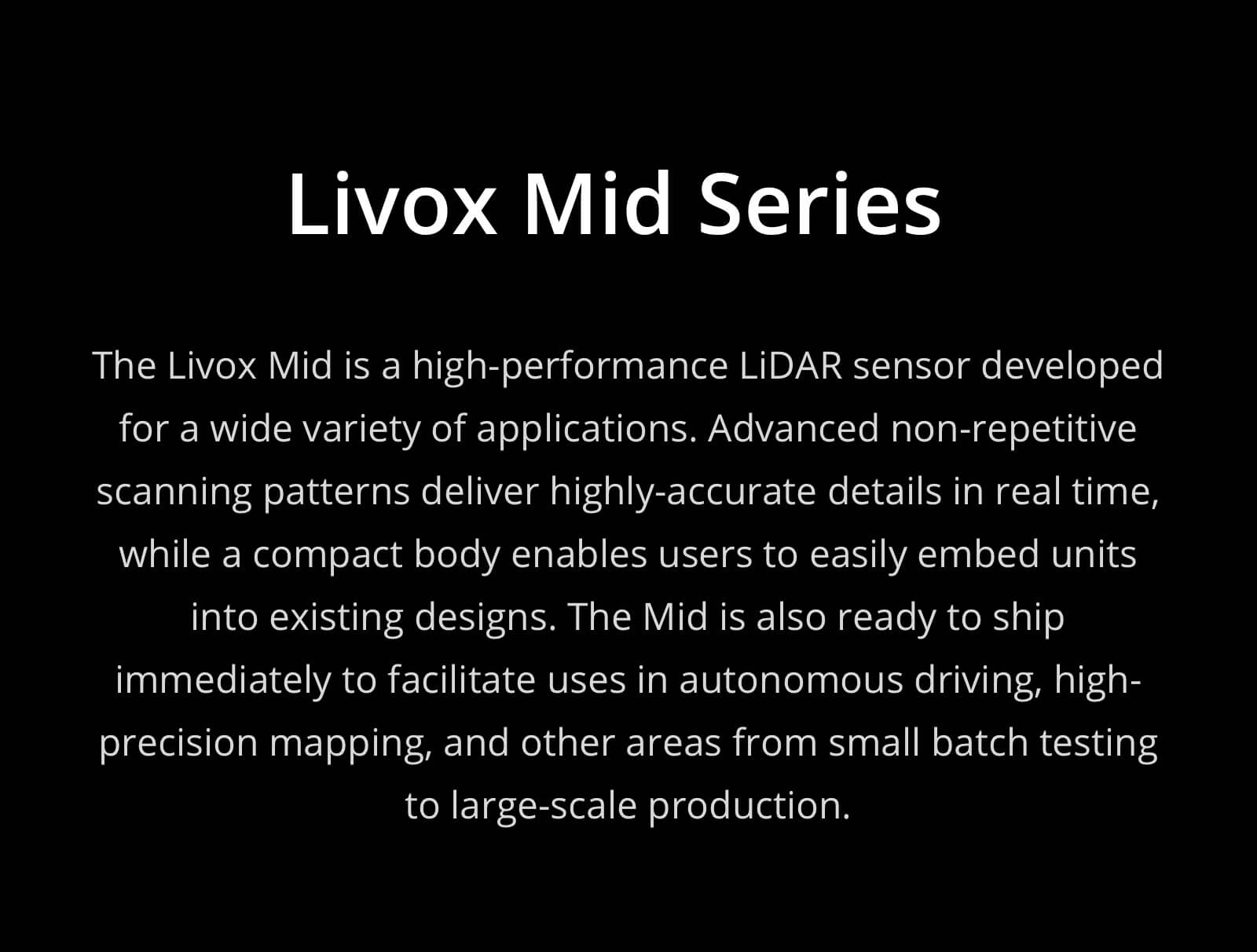 Livox Mid-40 LiDAR Minimal Detection Range Originalfor Drone