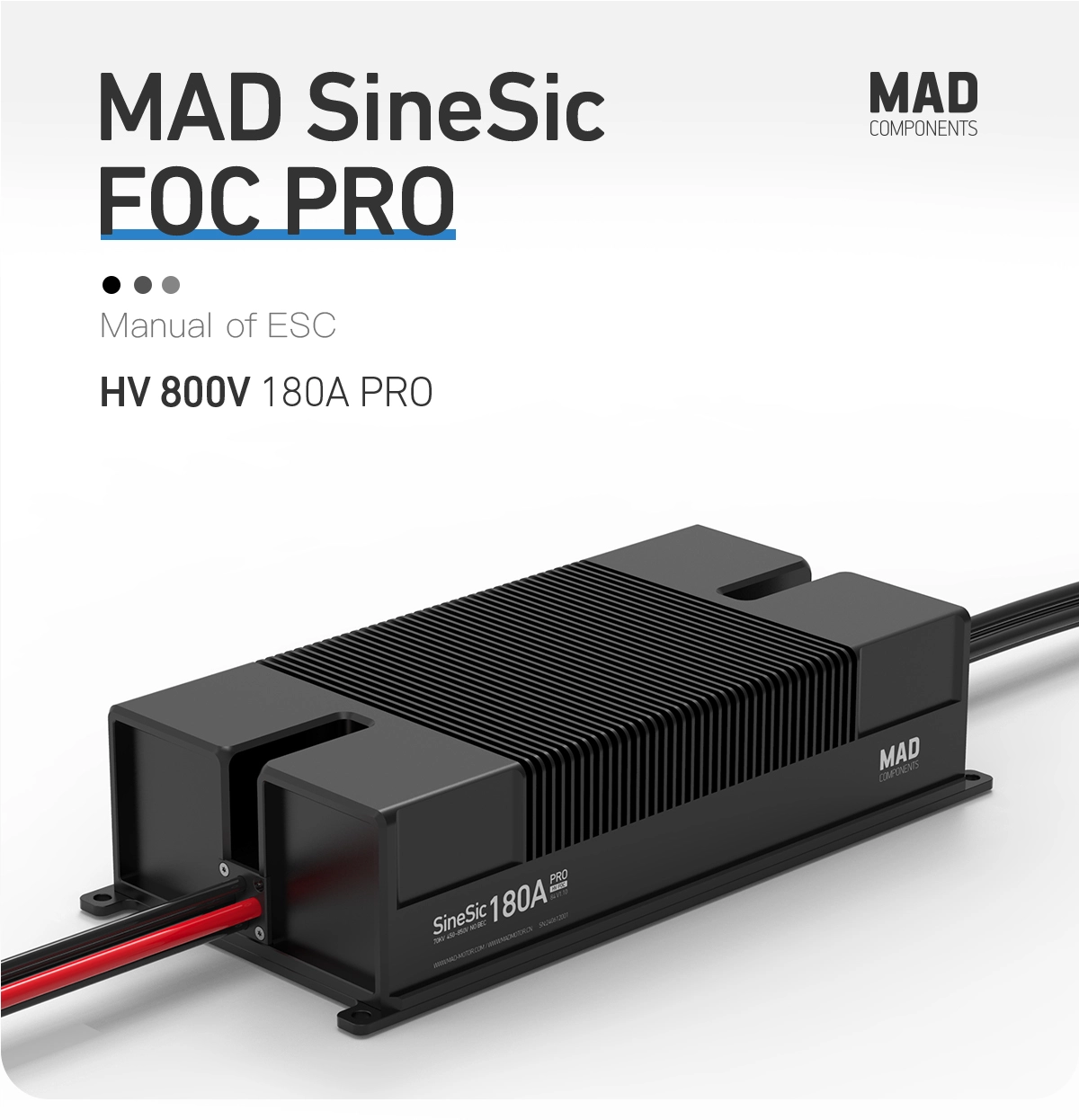 MAD SineSic Pro 180A 800V 192 - 200S Lipo FOC ESC For Drone