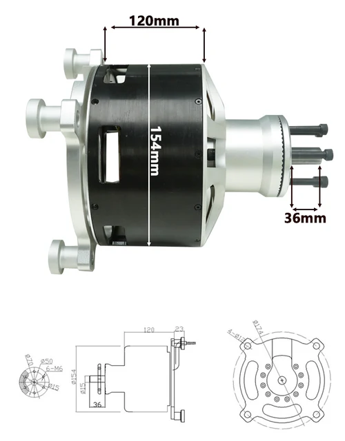 50KW Brushless Outrunner BLDC Motor 85kg Thrust MP154120 SENSORE