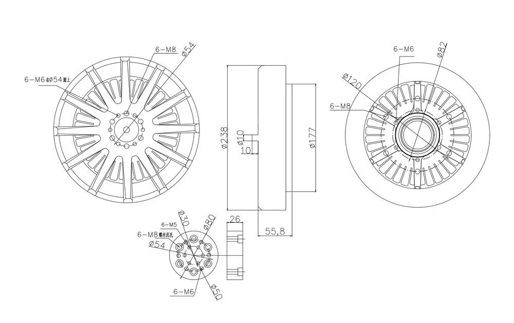 35kw BLDC Brushless Out runner Halbach-Array Motor MP238-50