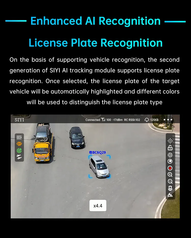 SIYI AI Tracking Module II 10T Object License Plate Insulator Therma Imaging Recognition and Tracking Flight Follow