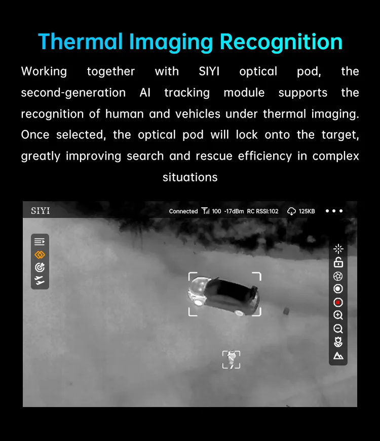 SIYI AI Tracking Module II 10T Object License Plate Insulator Therma Imaging Recognition and Tracking Flight Follow