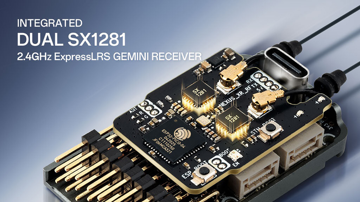 Radiomaster Nexus-XR Helicopter Flight Controller Integrated 2.4GHz ExpressLRS Receiver for RC Fixed Wing Helicopter