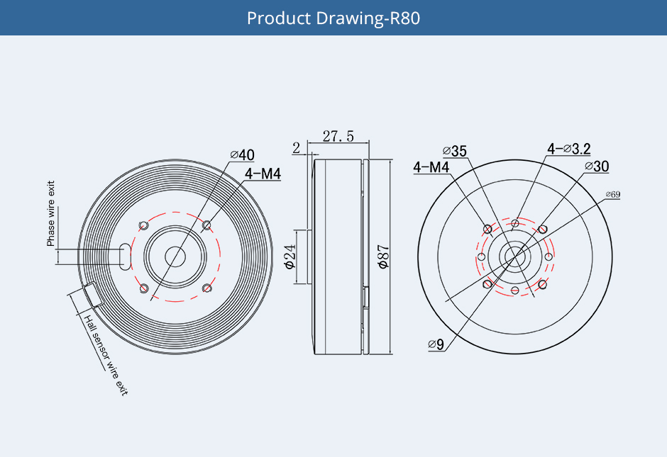 R80 KV110 Series Outrunning Big Torque actuator Motor