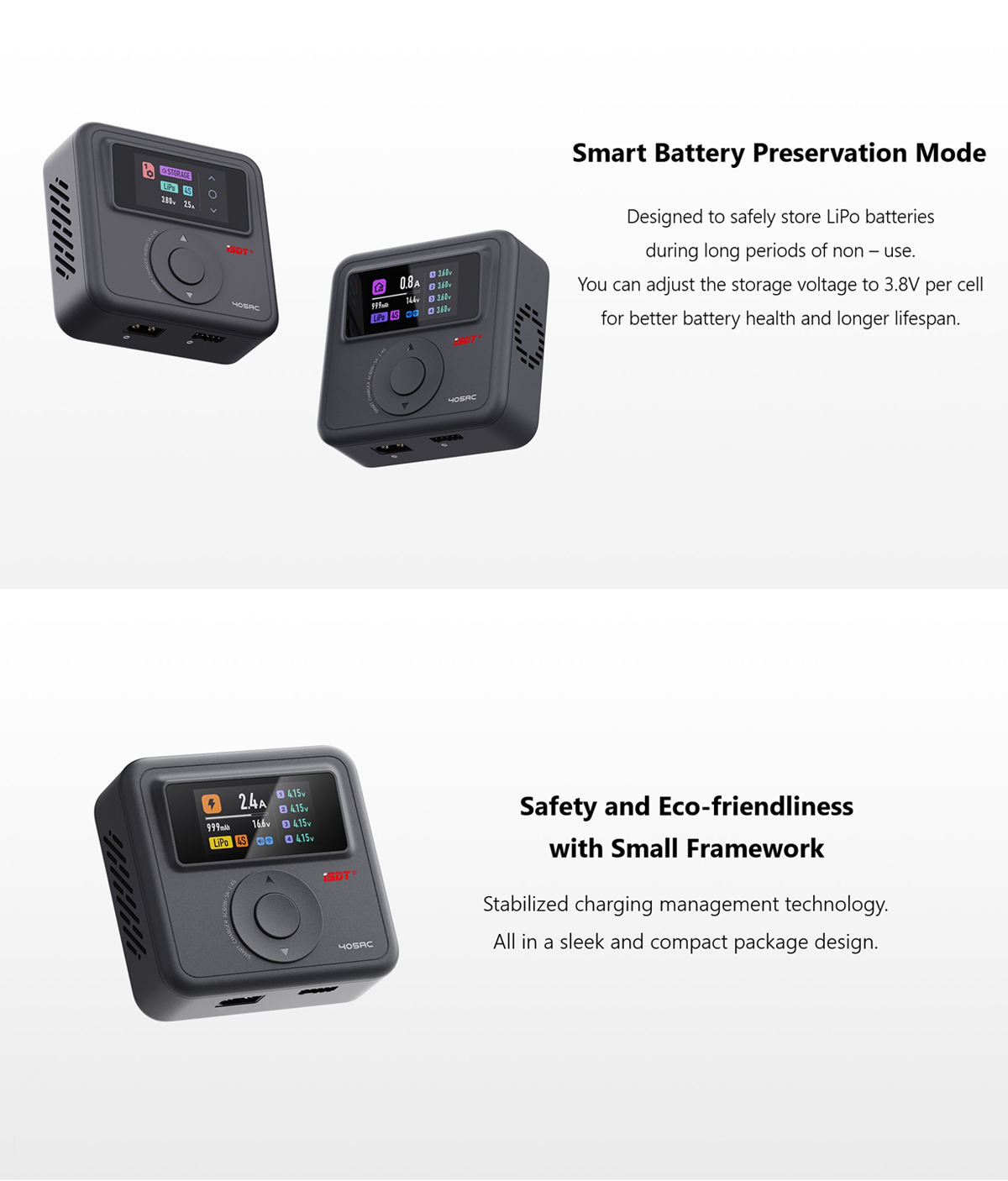 ISDT 405AC Smart Balance Charger GaN 60W AC Charging Small Framework Battery Fast Charging