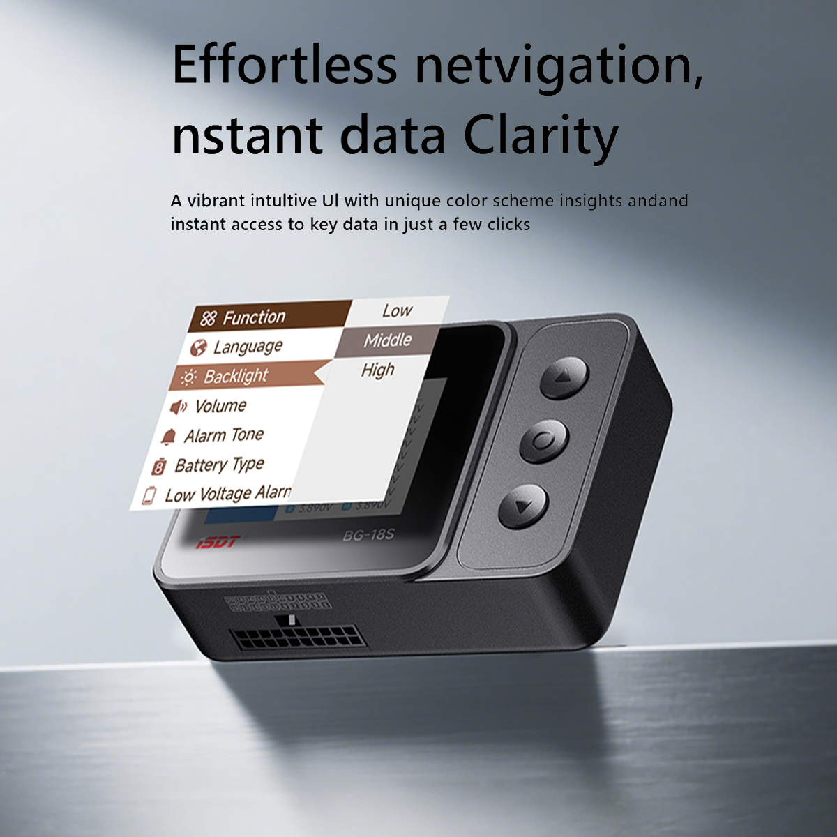 ISDT BG-18S Smart Battery LiPo Checker LCD Display 12-18S Battery Tester for LiFe LiPo LiHv ULiHv Battery