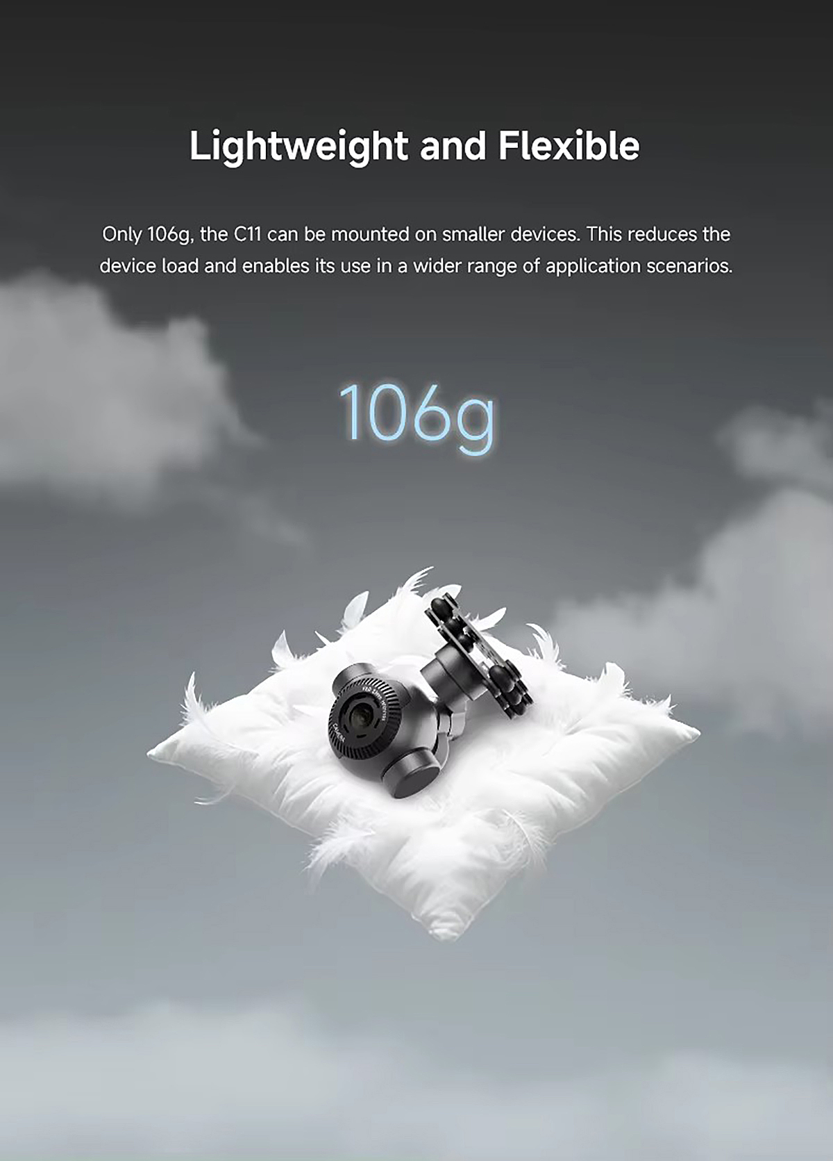 Skydroid C11 Gimbal Camera 4K 3-Axis Stabilized 30x Digital Zoom Light Weight for FPV Aerial Photography Drone