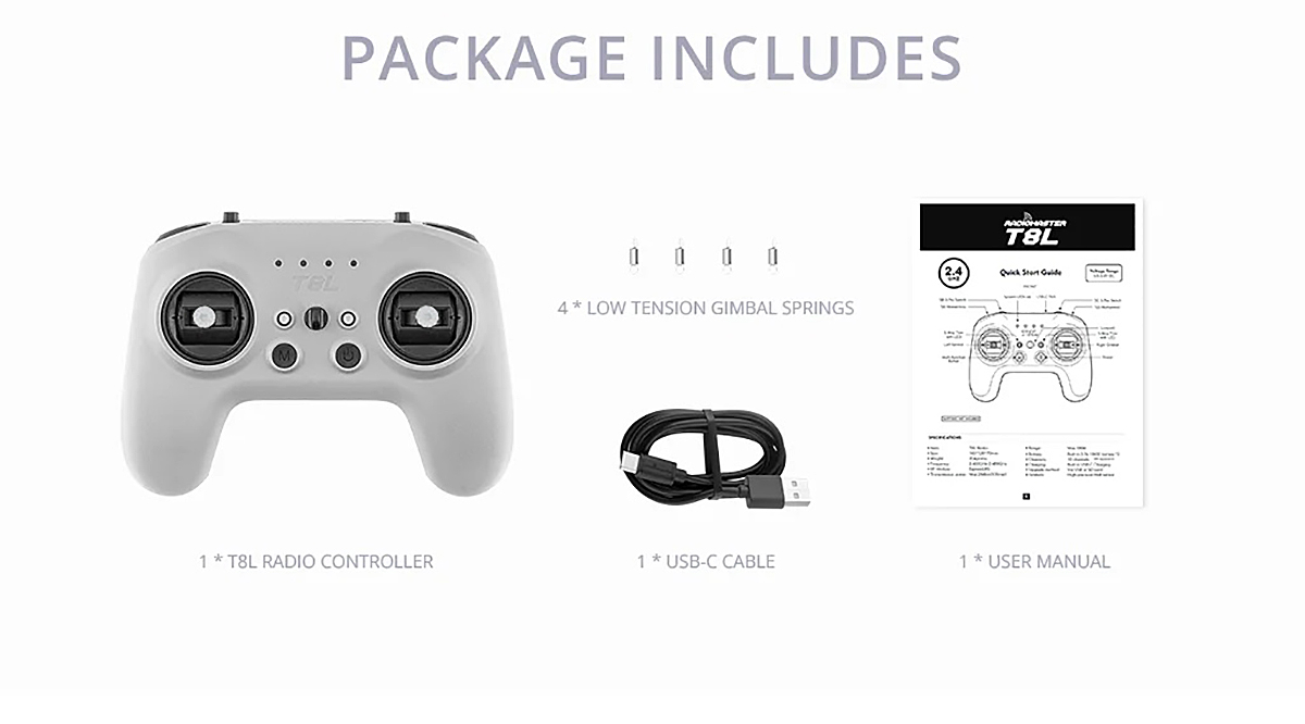 RadioMaster T8L Radio Controller ExpressLRS 2.4GHz Module X5 Hall Gimbal Low Latency Portable RC Transmitte